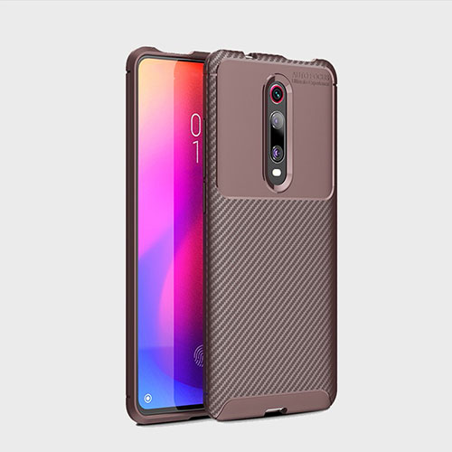 Silicone Candy Rubber TPU Twill Soft Case Cover for Xiaomi Mi 9T Brown