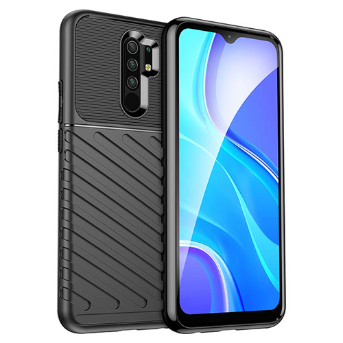 Silicone Candy Rubber TPU Twill Soft Case Cover MF1 for Xiaomi Redmi 9 Prime India Black