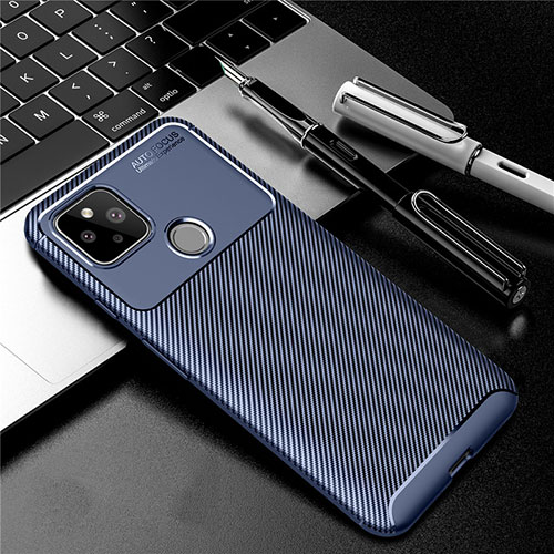 Silicone Candy Rubber TPU Twill Soft Case Cover S01 for Google Pixel 4a 5G Blue
