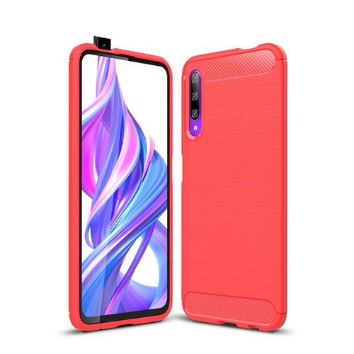 Silicone Candy Rubber TPU Twill Soft Case Cover S01 for Huawei Honor 9X Pro Red