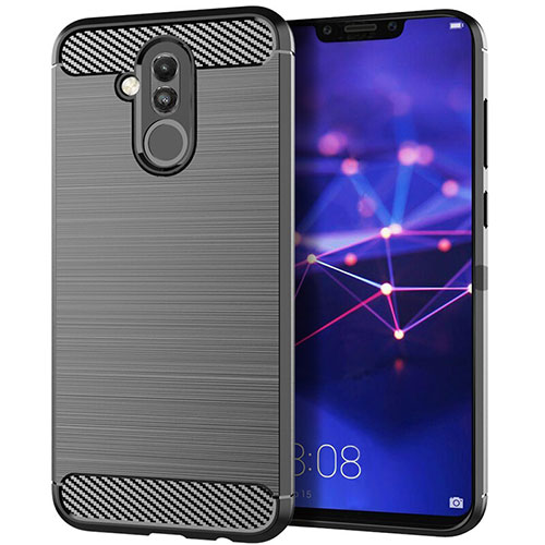 Silicone Candy Rubber TPU Twill Soft Case Cover S01 for Huawei Mate 20 Lite Gray