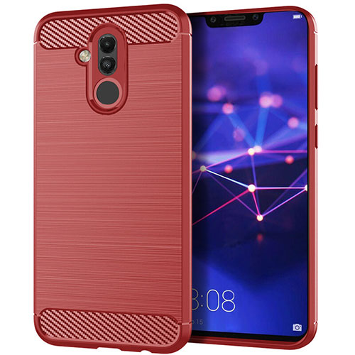Silicone Candy Rubber TPU Twill Soft Case Cover S01 for Huawei Mate 20 Lite Red