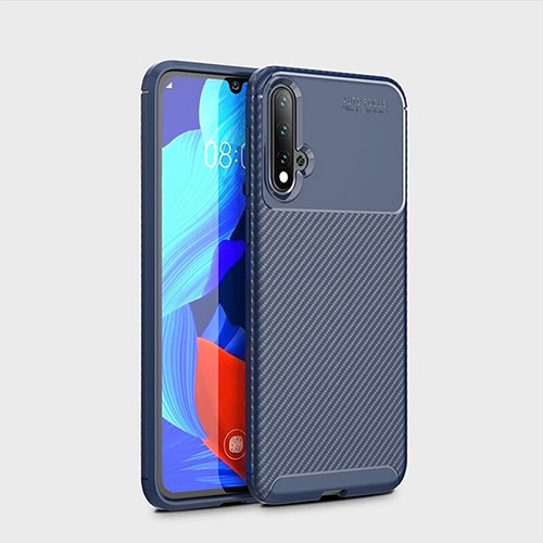Silicone Candy Rubber TPU Twill Soft Case Cover S01 for Huawei Nova 5 Blue
