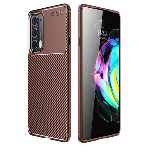 Silicone Candy Rubber TPU Twill Soft Case Cover S01 for Motorola Moto Edge Lite 5G Brown