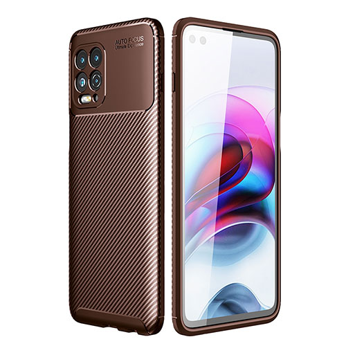 Silicone Candy Rubber TPU Twill Soft Case Cover S01 for Motorola Moto Edge S 5G Brown
