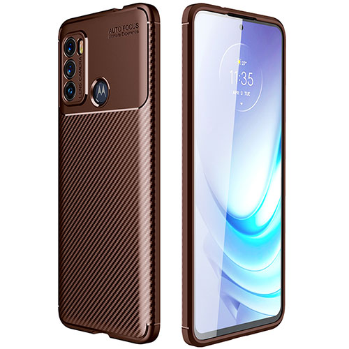 Silicone Candy Rubber TPU Twill Soft Case Cover S01 for Motorola Moto G40 Fusion Brown