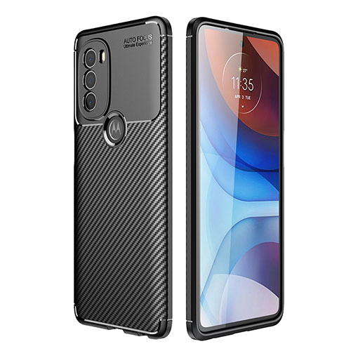 Silicone Candy Rubber TPU Twill Soft Case Cover S01 for Motorola Moto G71 5G Black