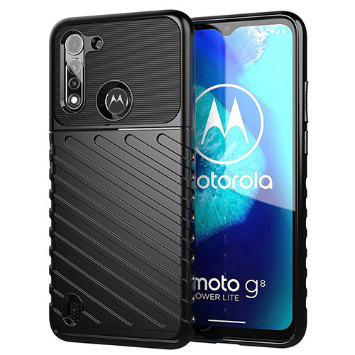 Silicone Candy Rubber TPU Twill Soft Case Cover S01 for Motorola Moto G8 Power Lite Black