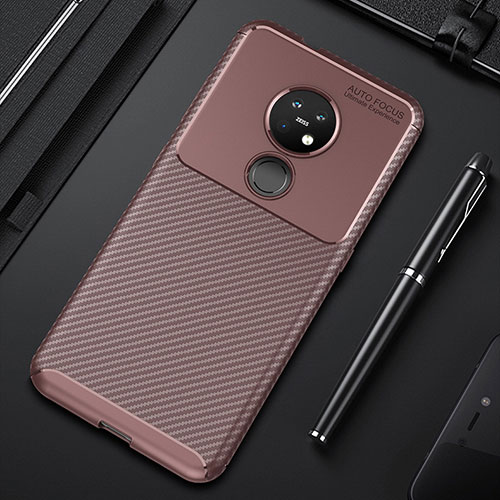 Silicone Candy Rubber TPU Twill Soft Case Cover S01 for Nokia 6.2 Brown