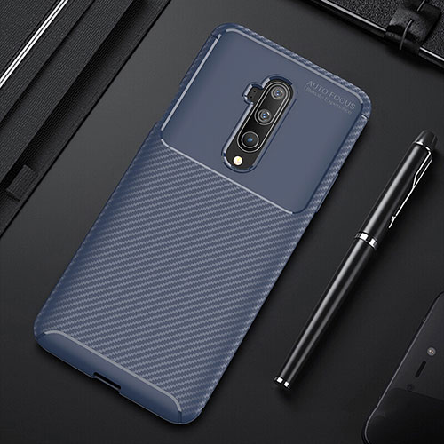 Silicone Candy Rubber TPU Twill Soft Case Cover S01 for OnePlus 7T Pro Blue