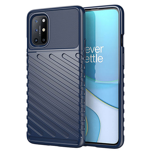 Silicone Candy Rubber TPU Twill Soft Case Cover S01 for OnePlus 8T 5G Blue