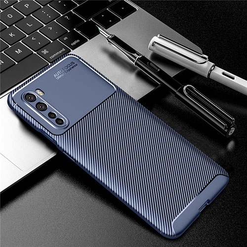 Silicone Candy Rubber TPU Twill Soft Case Cover S01 for OnePlus Nord Blue