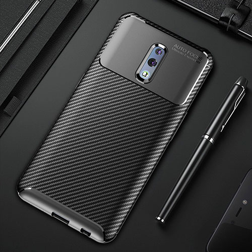 Silicone Candy Rubber TPU Twill Soft Case Cover S01 for Oppo Reno Black