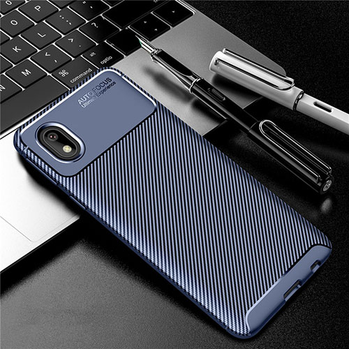 Silicone Candy Rubber TPU Twill Soft Case Cover S01 for Samsung Galaxy A01 Core Blue