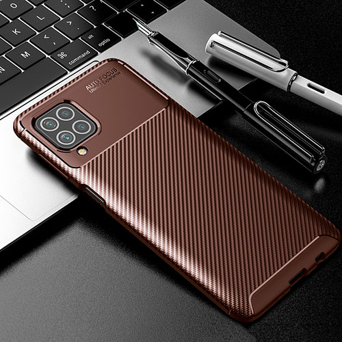Silicone Candy Rubber TPU Twill Soft Case Cover S01 for Samsung Galaxy F62 5G Brown