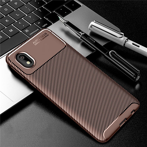 Silicone Candy Rubber TPU Twill Soft Case Cover S01 for Samsung Galaxy M01 Core Brown
