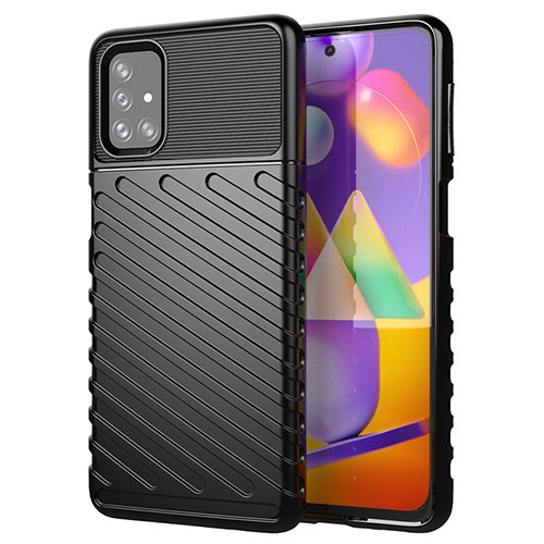 Silicone Candy Rubber TPU Twill Soft Case Cover S01 for Samsung Galaxy M31s Black