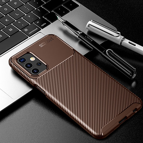 Silicone Candy Rubber TPU Twill Soft Case Cover S01 for Samsung Galaxy M32 5G Brown