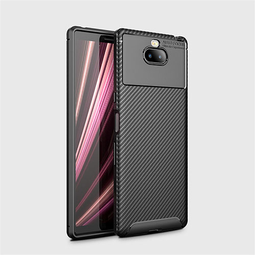 Silicone Candy Rubber TPU Twill Soft Case Cover S01 for Sony Xperia 10 Black