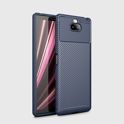 Silicone Candy Rubber TPU Twill Soft Case Cover S01 for Sony Xperia 10 Blue