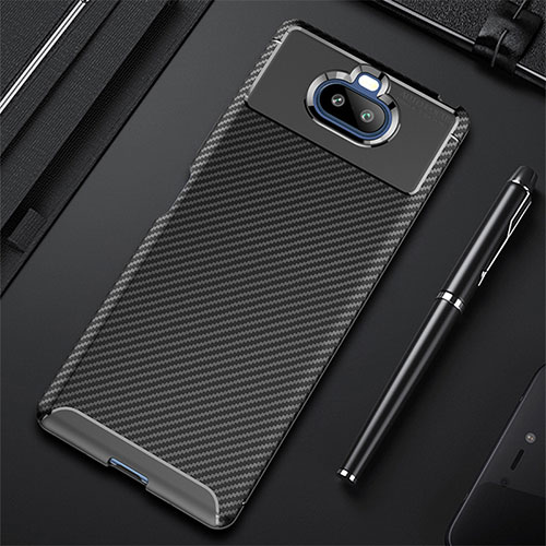 Silicone Candy Rubber TPU Twill Soft Case Cover S01 for Sony Xperia 8 Lite Black