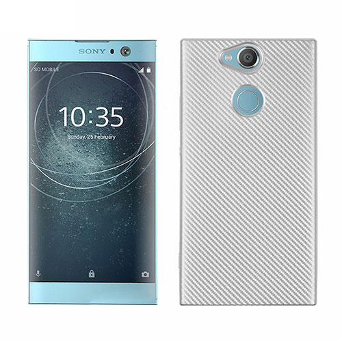 Silicone Candy Rubber TPU Twill Soft Case Cover S01 for Sony Xperia XA2 Plus White