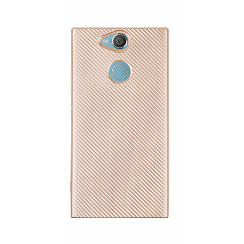 Silicone Candy Rubber TPU Twill Soft Case Cover S01 for Sony Xperia XA2 Ultra Gold