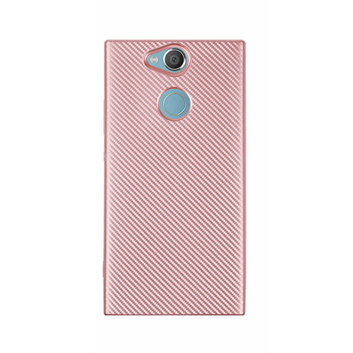 Silicone Candy Rubber TPU Twill Soft Case Cover S01 for Sony Xperia XA2 Ultra Rose Gold