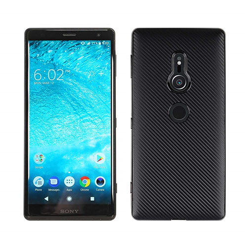Silicone Candy Rubber TPU Twill Soft Case Cover S01 for Sony Xperia XZ2 Black