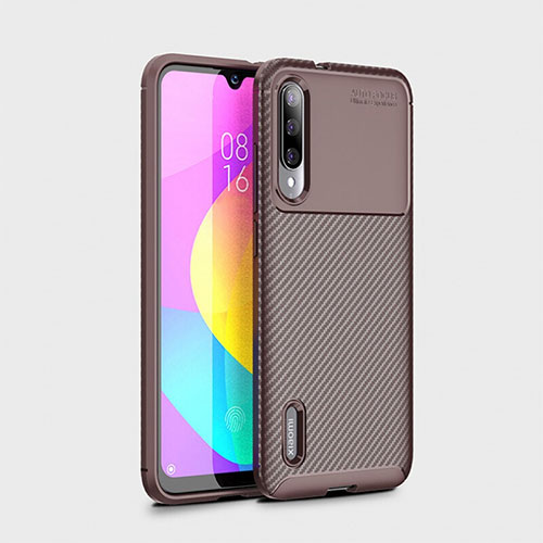 Silicone Candy Rubber TPU Twill Soft Case Cover S01 for Xiaomi CC9e Brown