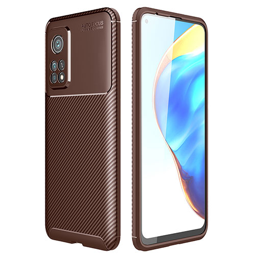 Silicone Candy Rubber TPU Twill Soft Case Cover S01 for Xiaomi Mi 10T Pro 5G Brown