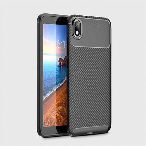 Silicone Candy Rubber TPU Twill Soft Case Cover S01 for Xiaomi Redmi 7A Black