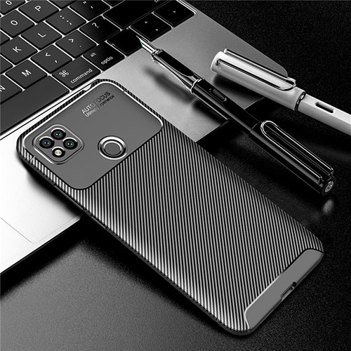 Silicone Candy Rubber TPU Twill Soft Case Cover S01 for Xiaomi Redmi 9 India Black