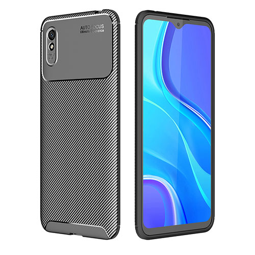 Silicone Candy Rubber TPU Twill Soft Case Cover S01 for Xiaomi Redmi 9AT Black