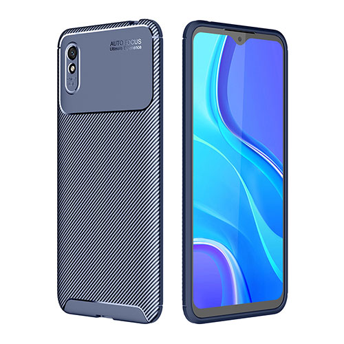 Silicone Candy Rubber TPU Twill Soft Case Cover S01 for Xiaomi Redmi 9AT Blue