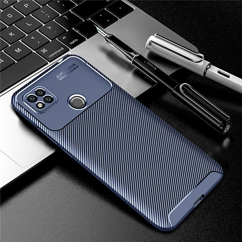 Silicone Candy Rubber TPU Twill Soft Case Cover S01 for Xiaomi Redmi 9C NFC Blue
