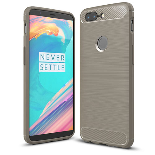 Silicone Candy Rubber TPU Twill Soft Case Cover T01 for OnePlus 5T A5010 Dark Gray
