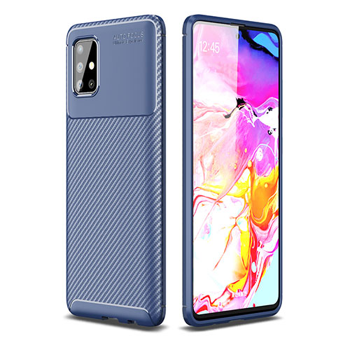 Silicone Candy Rubber TPU Twill Soft Case Cover WL1 for Samsung Galaxy A51 5G Blue