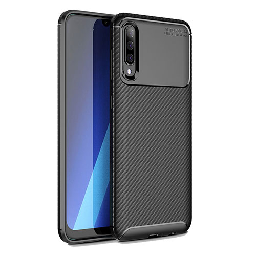 Silicone Candy Rubber TPU Twill Soft Case Cover WL1 for Samsung Galaxy A70S Black