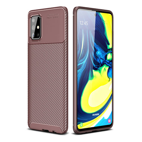 Silicone Candy Rubber TPU Twill Soft Case Cover WL1 for Samsung Galaxy A71 5G Brown