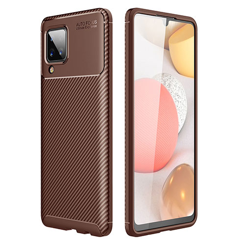 Silicone Candy Rubber TPU Twill Soft Case Cover WL1 for Samsung Galaxy M12 Brown