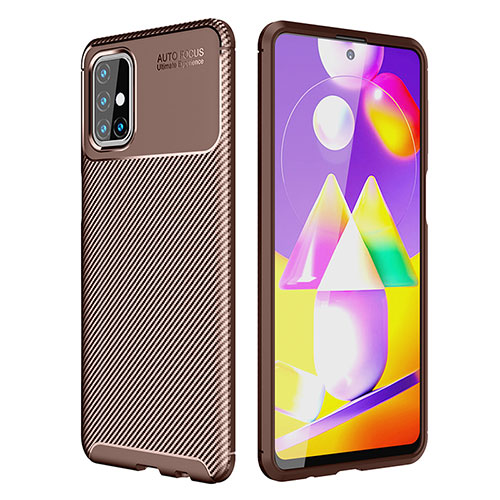 Silicone Candy Rubber TPU Twill Soft Case Cover WL1 for Samsung Galaxy M31s Brown