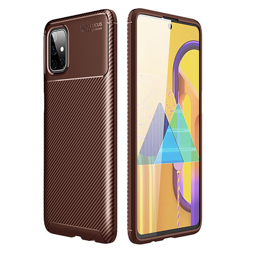 Silicone Candy Rubber TPU Twill Soft Case Cover WL1 for Samsung Galaxy M51 Brown