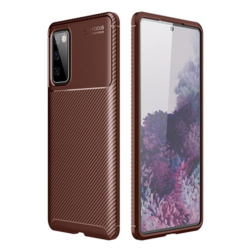 Silicone Candy Rubber TPU Twill Soft Case Cover WL1 for Samsung Galaxy S20 Lite 5G Brown