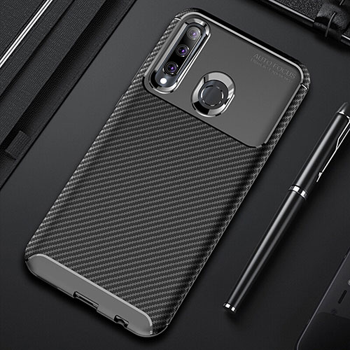 Silicone Candy Rubber TPU Twill Soft Case Cover Y01 for Huawei Honor 20E Black