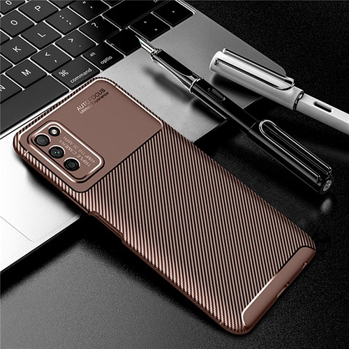 Silicone Candy Rubber TPU Twill Soft Case Cover Y01 for Huawei Honor 30 Lite 5G Brown