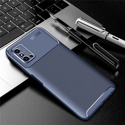 Silicone Candy Rubber TPU Twill Soft Case Cover Y01 for Huawei Honor X10 Max 5G Blue