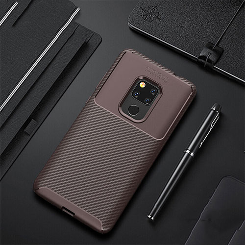 Silicone Candy Rubber TPU Twill Soft Case Cover Y01 for Huawei Mate 20 Brown