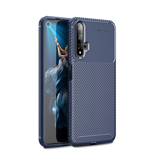 Silicone Candy Rubber TPU Twill Soft Case Cover Y01 for Huawei Nova 5T Blue