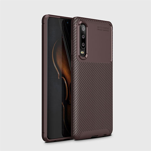 Silicone Candy Rubber TPU Twill Soft Case Cover Y01 for Huawei P30 Brown